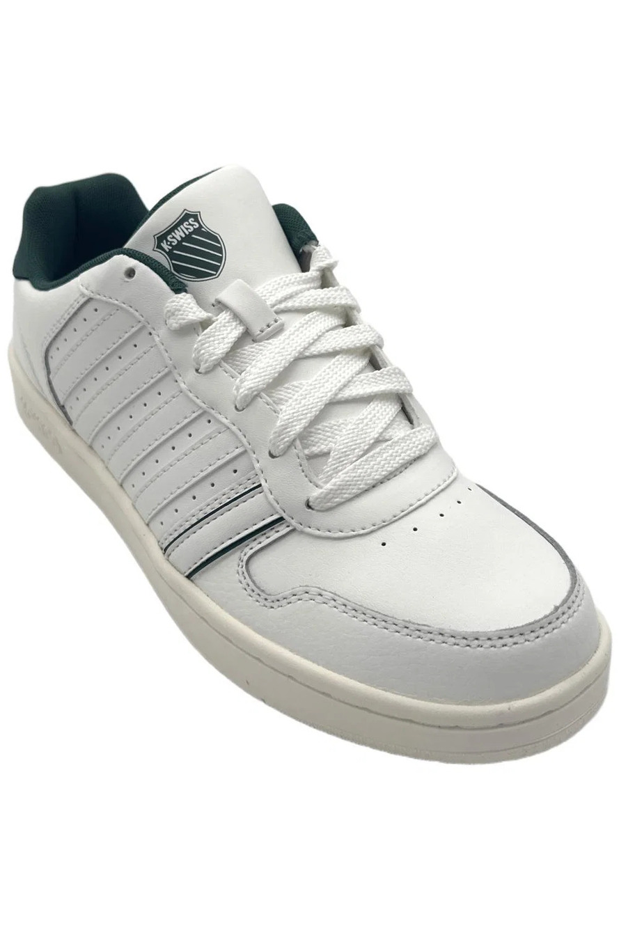 K-Swiss Men's Court Palisades Sneakers Bright Wht/Posy Grn/Snow Wht - Medium